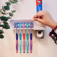 Load image into Gallery viewer, Adhesive Toothbrush Holder, Sterilizer and Toothpaste Dispenser
