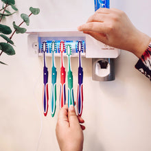 Load image into Gallery viewer, Adhesive Toothbrush Holder, Sterilizer and Toothpaste Dispenser
